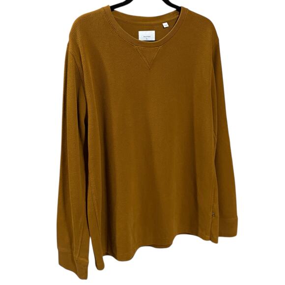 Billy Reid Men's XL Thermal Crewneck Henley Sweater Golden Brown Organic Cotton - Picture 9 of 9